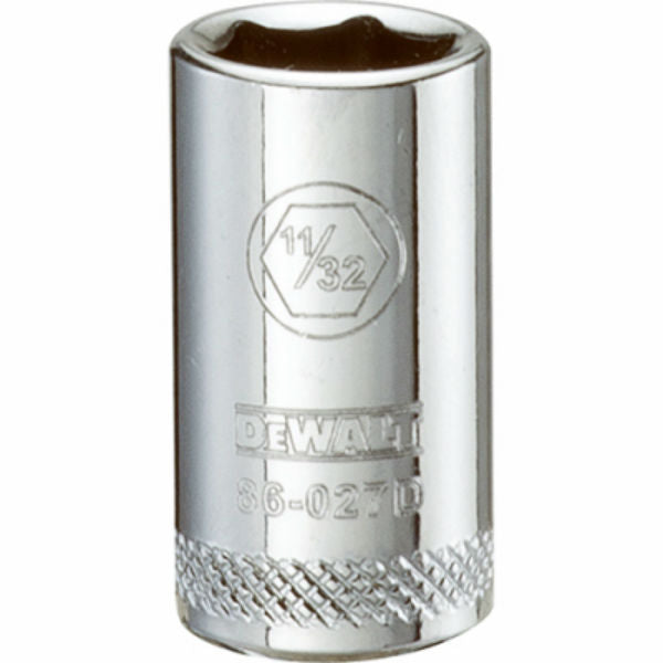 DeWalt® DWMT86027OSP Polished Chrome Vanadium Hand Sockets, 1/4" Drive, 11/32"