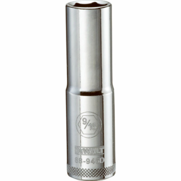 DeWalt® DWMT88945OSP Polished Chrome Vanadium Deep Sockets, 1/2" Drive, 9/16"