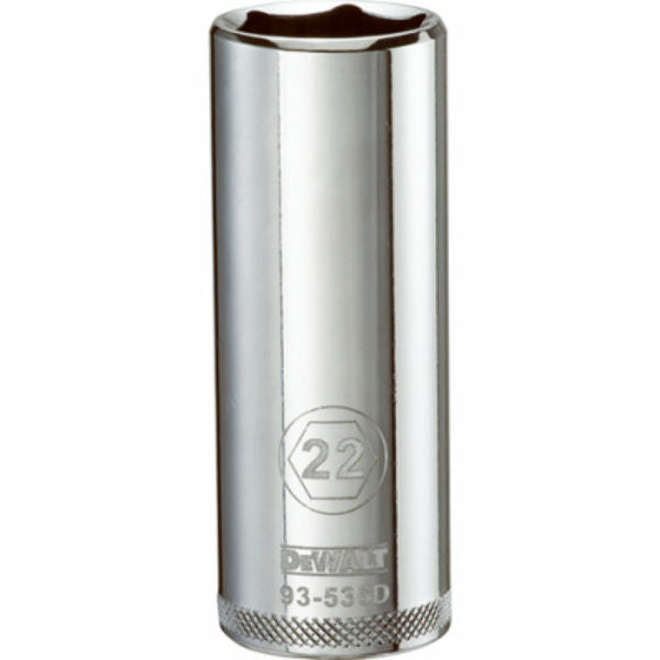 DeWalt® DWMT93536OSP Polished Chrome Vanadium Deep Metric Sockets, 1/2", 22 mm