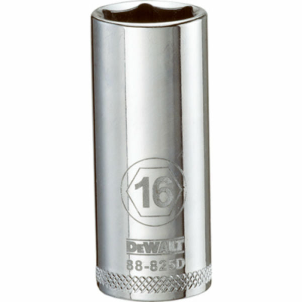 DeWalt® DWMT88825OSP Polished Chrome Vanadium Deep Metric Sockets, 3/8", 16 mm