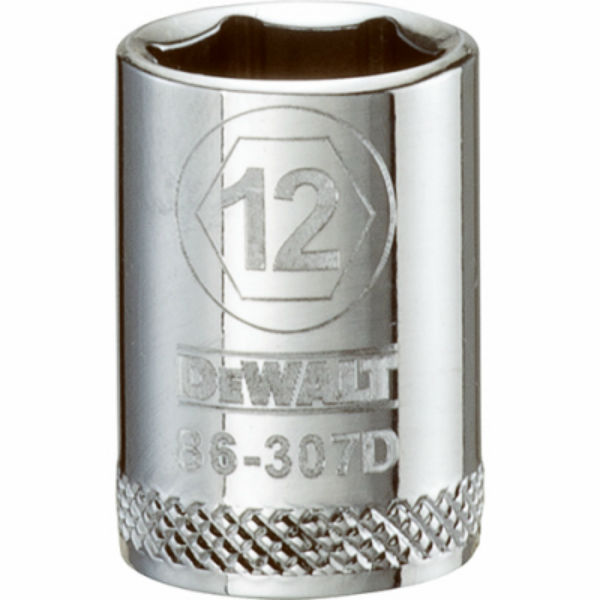 DeWalt® DWMT86307OSP Polished Chrome Vanadium Metric Sockets, 3/8" Drive, 12 mm