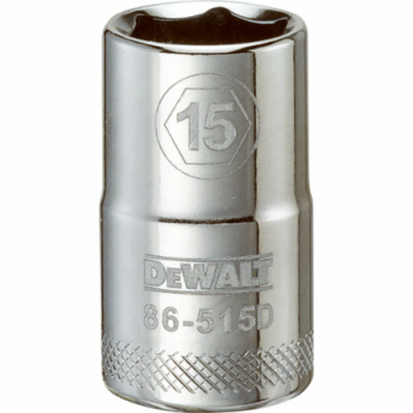 DeWalt® DWMT86515OSP Polished Chrome Vanadium Metric Sockets, 1/2" Drive, 15 mm