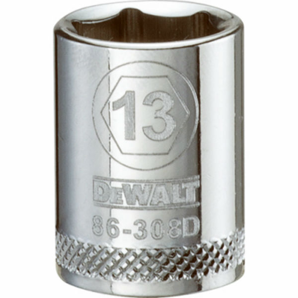 DeWalt® DWMT86308OSP Polished Chrome Vanadium Metric Sockets, 3/8" Drive, 13 mm