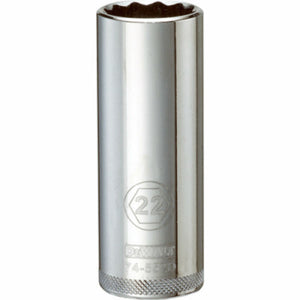 DeWalt® DWMT74552OSP Polished Chrome Vanadium Deep Metric Sockets, 1/2", 22 mm