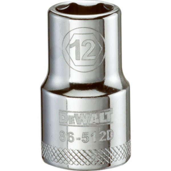 DeWalt® DWMT86512OSP Polished Chrome Vanadium Metric Sockets, 1/2" Drive, 12 mm