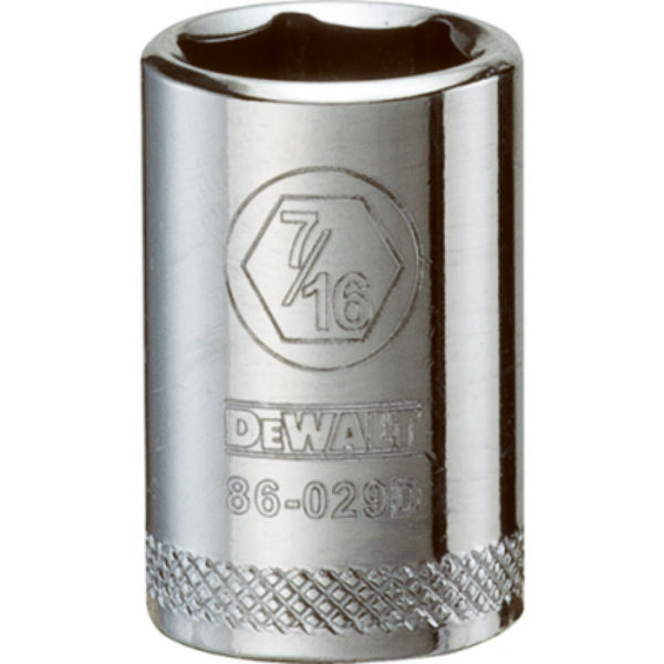 DeWalt® DWMT86029OSP Polished Chrome Vanadium Hand Sockets, 1/4" Drive, 7/16"
