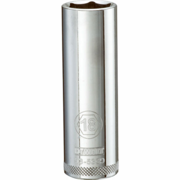 DeWalt® DWMT93533OSP Polished Chrome Vanadium Deep Metric Sockets, 1/2", 18 mm