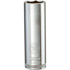 DeWalt® DWMT93533OSP Polished Chrome Vanadium Deep Metric Sockets, 1/2", 18 mm