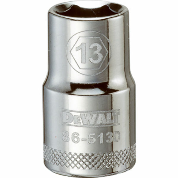 DeWalt® DWMT86513OSP Polished Chrome Vanadium Metric Sockets, 1/2" Drive, 13 mm