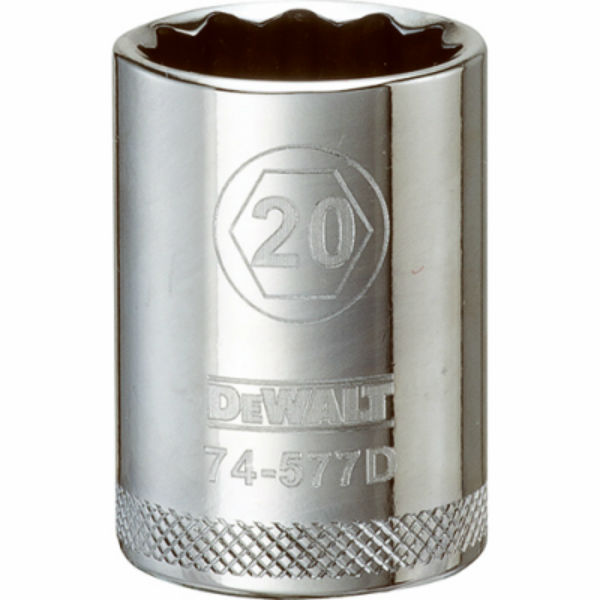 DeWalt® DWMT74577OSP Polished Chrome Vanadium Metric Sockets, 1/2" Drive, 20 mm