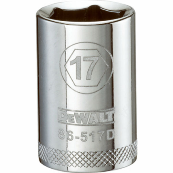 DeWalt® DWMT86517OSP Polished Chrome Vanadium Metric Sockets, 1/2" Drive, 17 mm