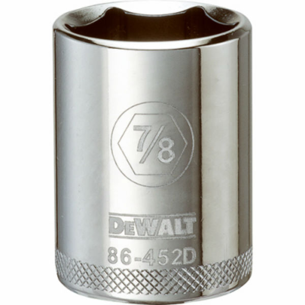 DeWalt® DWMT86452OSP Polished Chrome Vanadium Hand Sockets, 1/2" Drive, 7/8"