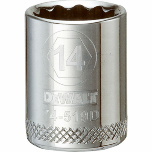 DeWalt® DWMT74519OSP Polished Chrome Vanadium Hand Socket, 3/8" Drive, 14 mm