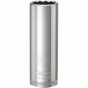 DeWalt® DWMT74550OSP Polished Chrome Vanadium Deep Metric Sockets, 1/2", 19 mm
