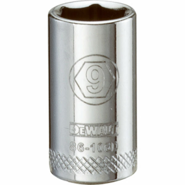 DeWalt® DWMT86106OSP Polished Chrome Vanadium Metric Sockets, 1/4" Drive, 9 mm
