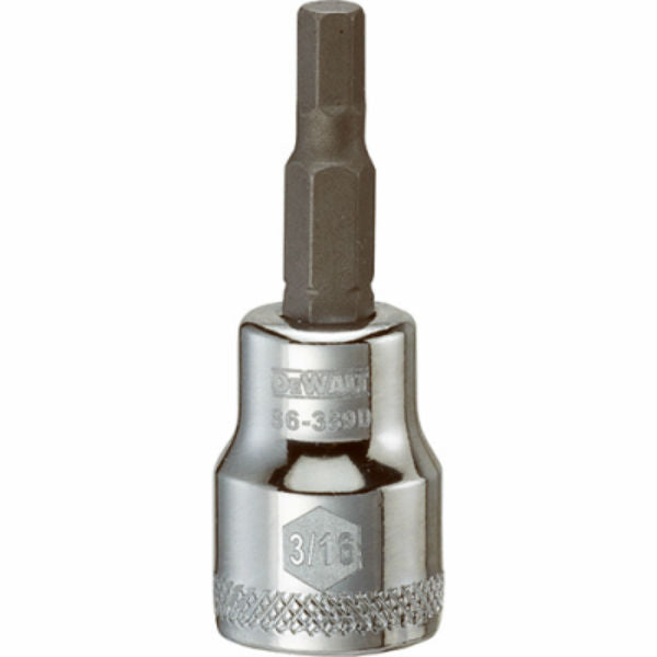 DeWalt® DWMT86389OSP Polished Chrome Vanadium Hex Bit Sockets, 3/8" Drive, 3/16"