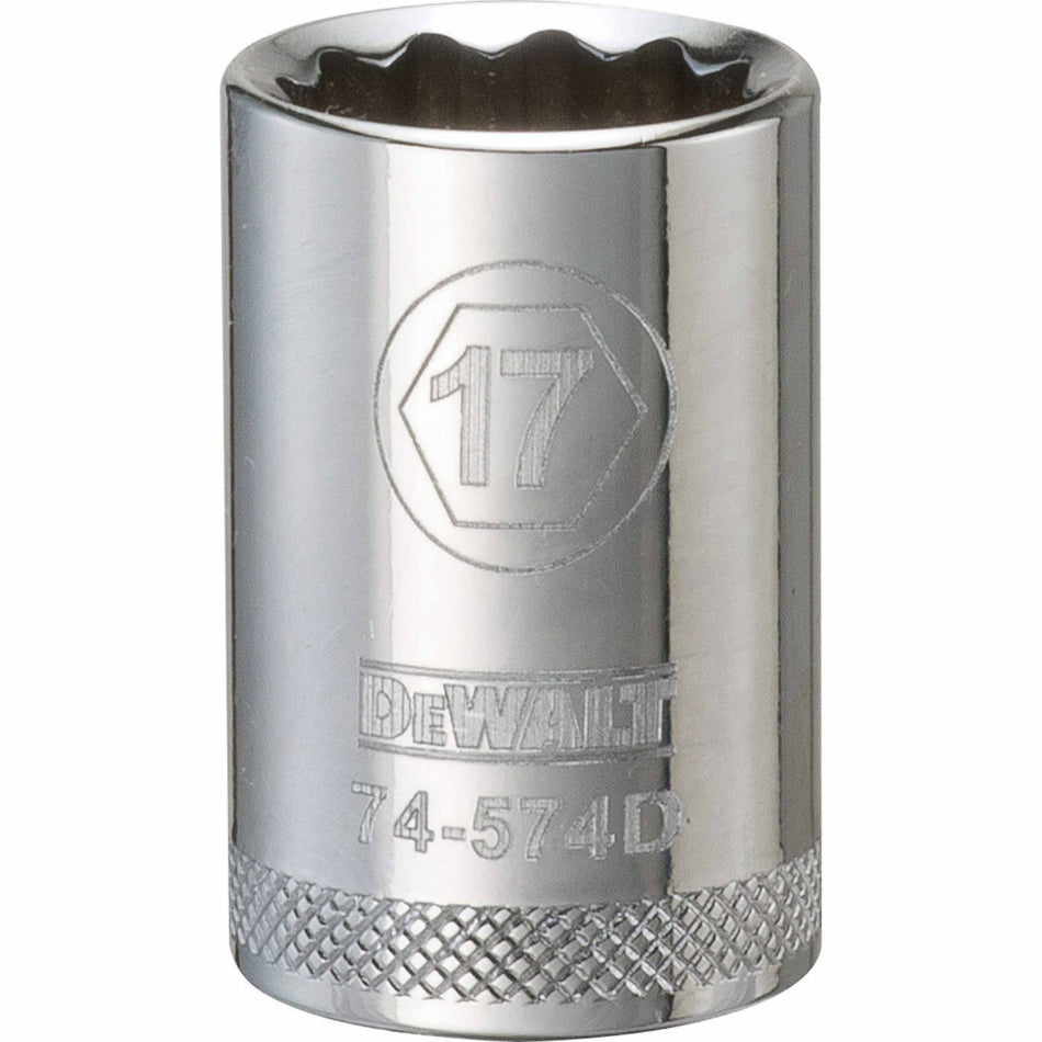 DeWalt® DWMT74574OSP Polished Chrome Vanadium Metric Sockets, 1/2" Drive, 17 mm
