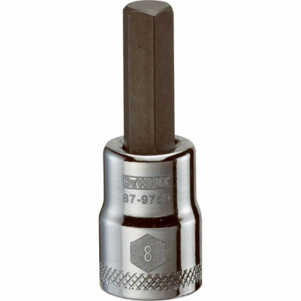 DeWalt® DWMT87975OSP Polished Chrome Vanadium Hex Bit Sockets, 3/8" Drive, 8 mm