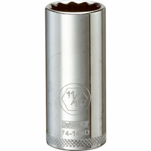 DeWalt® DWMT74140OSP Polished Chrome Vanadium Deep Sockets, 3/8" Drive, 11/16"