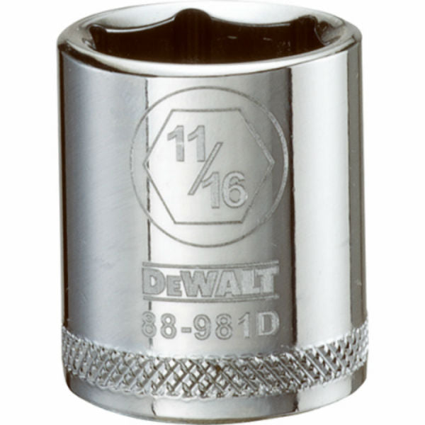 DeWalt® DWMT88981OSP Polished Chrome Vanadium Hand Sockets, 3/8" Drive, 11/16"