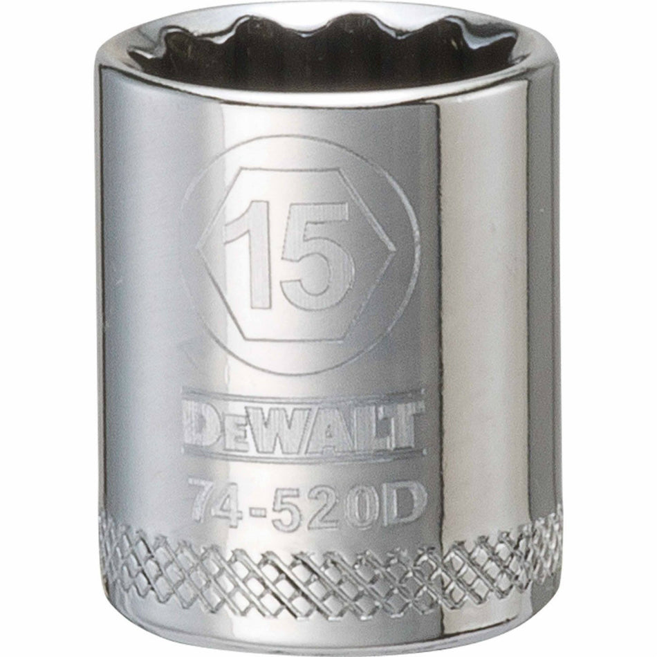 DeWalt® DWMT74520OSP Polished Chrome Vanadium Metric Sockets, 3/8" Drive, 15 mm