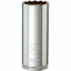 DeWalt® DWMT74553OSP Polished Chrome Vanadium Deep Metric Sockets, 1/2", 24 mm