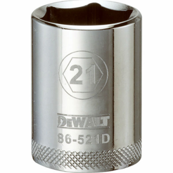 DeWalt® DWMT86521OSP Polished Chrome Vanadium Metric Sockets, 1/2" Drive, 21 mm