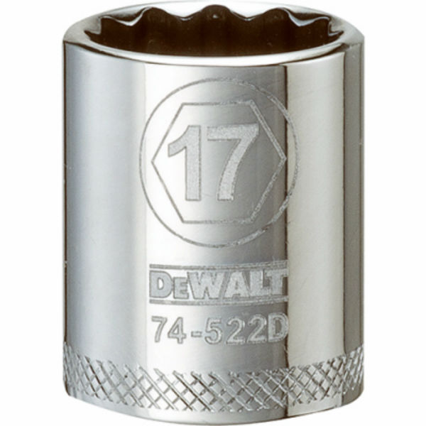 DeWalt® DWMT74522OSP Polished Chrome Vanadium Metric Sockets, 3/8" Drive, 17 mm