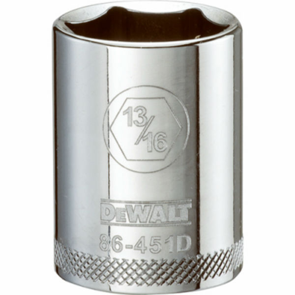 DeWalt® DWMT86451OSP Polished Chrome Vanadium Hand Sockets, 1/2" Drive, 13/16"
