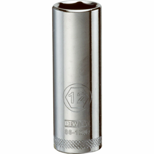 DeWalt® DWMT86100OSP Polished Chrome Vanadium Metric Sockets, 1/4" Drive, 12 mm