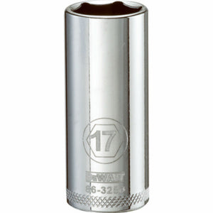 DeWalt® DWMT86328OSP Polished Chrome Vanadium Deep Metric Sockets, 3/8", 17 mm