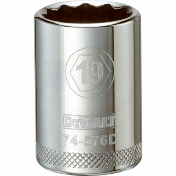 DeWalt® DWMT74576OSP Polished Chrome Vanadium Metric Sockets, 1/2" Drive, 19 mm