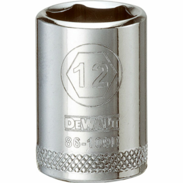 DeWalt® DWMT86109OSP Polished Chrome Vanadium Metric Sockets, 1/4" Drive, 12 mm