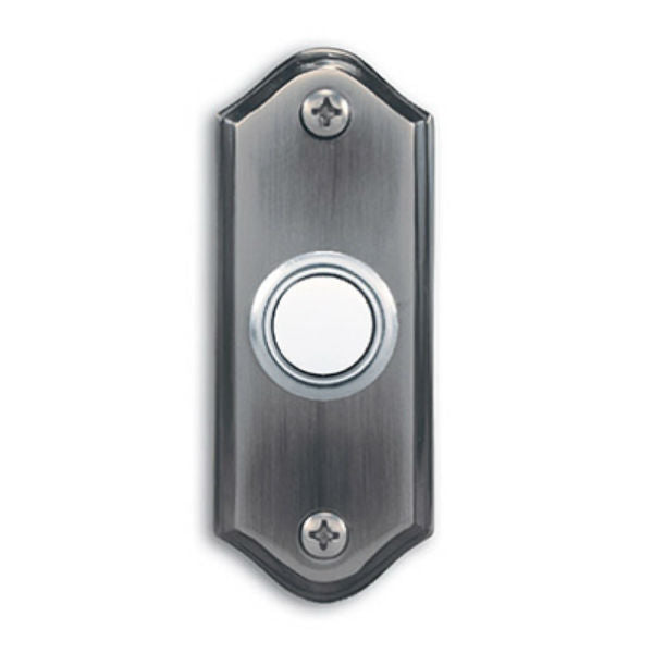 Heath Zenith® SL-923-02 Wired Push Button with Pewter Finish, Lighted, Metal