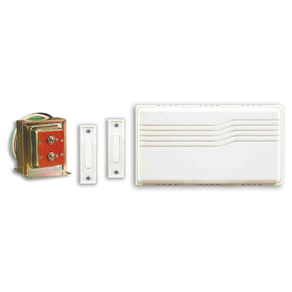 Heath Zenith® SL-27102-02 Wired Doorbell Kit with Mixed Push Buttons, White Cover