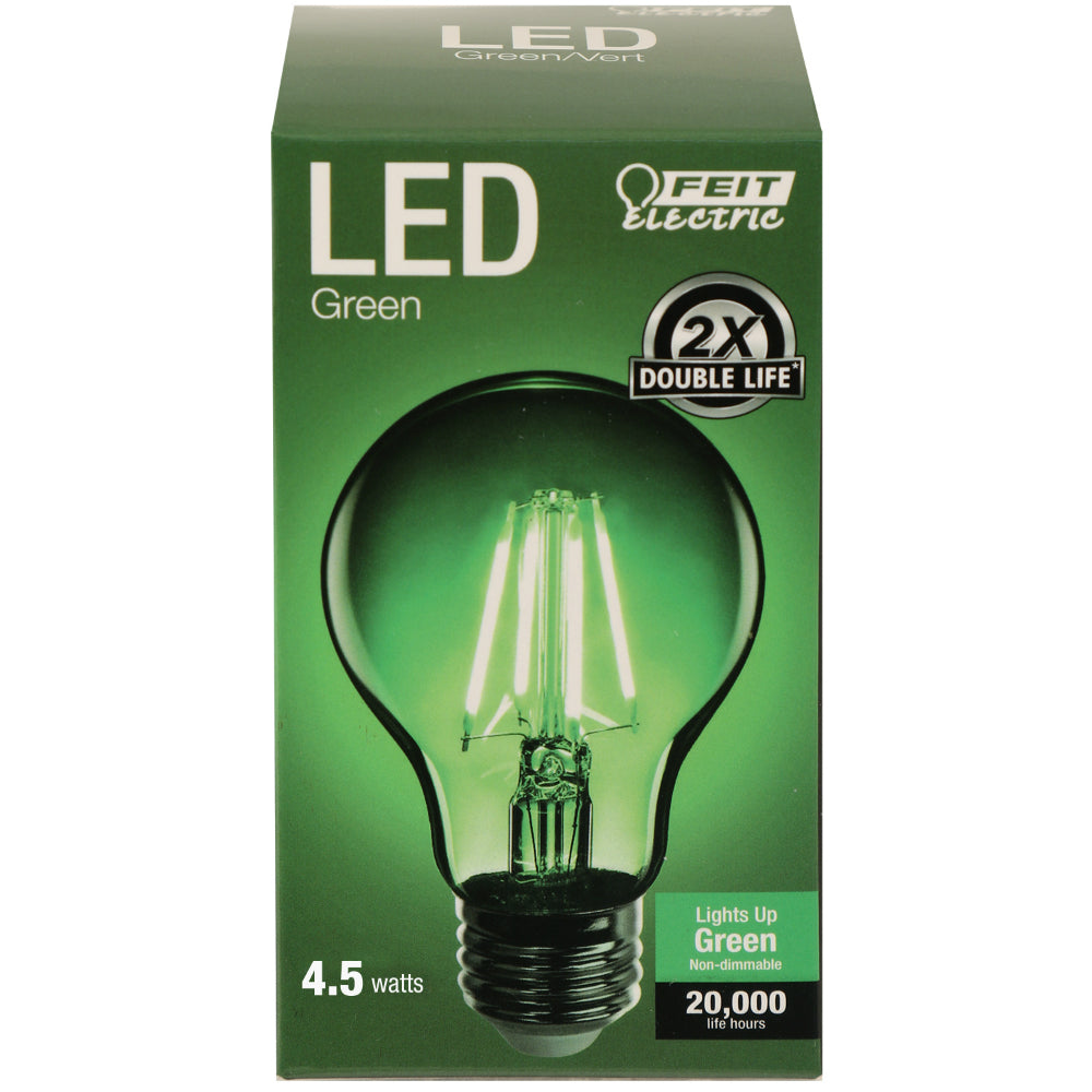 Feit Electric® A19/TG/LED Clear Glass Green LED Filament Light Bulb, A19, 4.5W