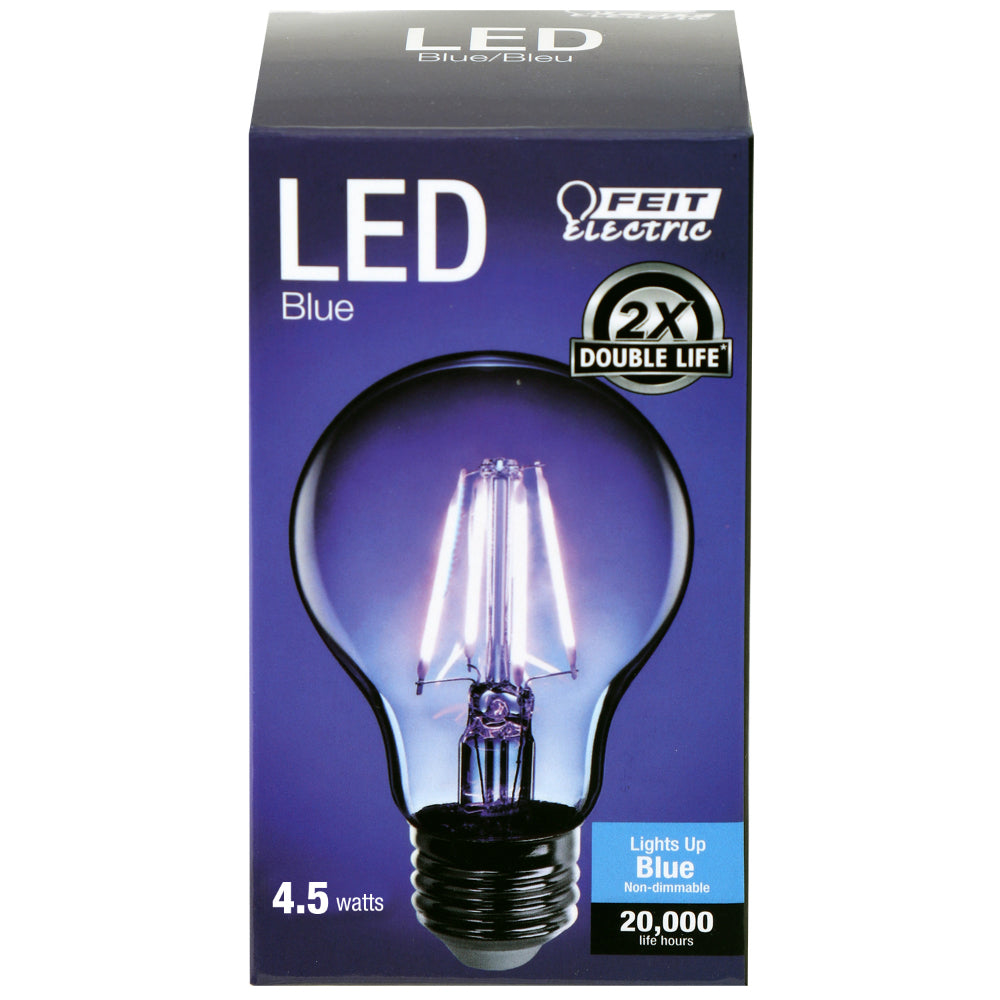 Feit Electric A19/TB/LED Filament A 19 Dimmable LED Light Bulb, Blue, 4.5 W