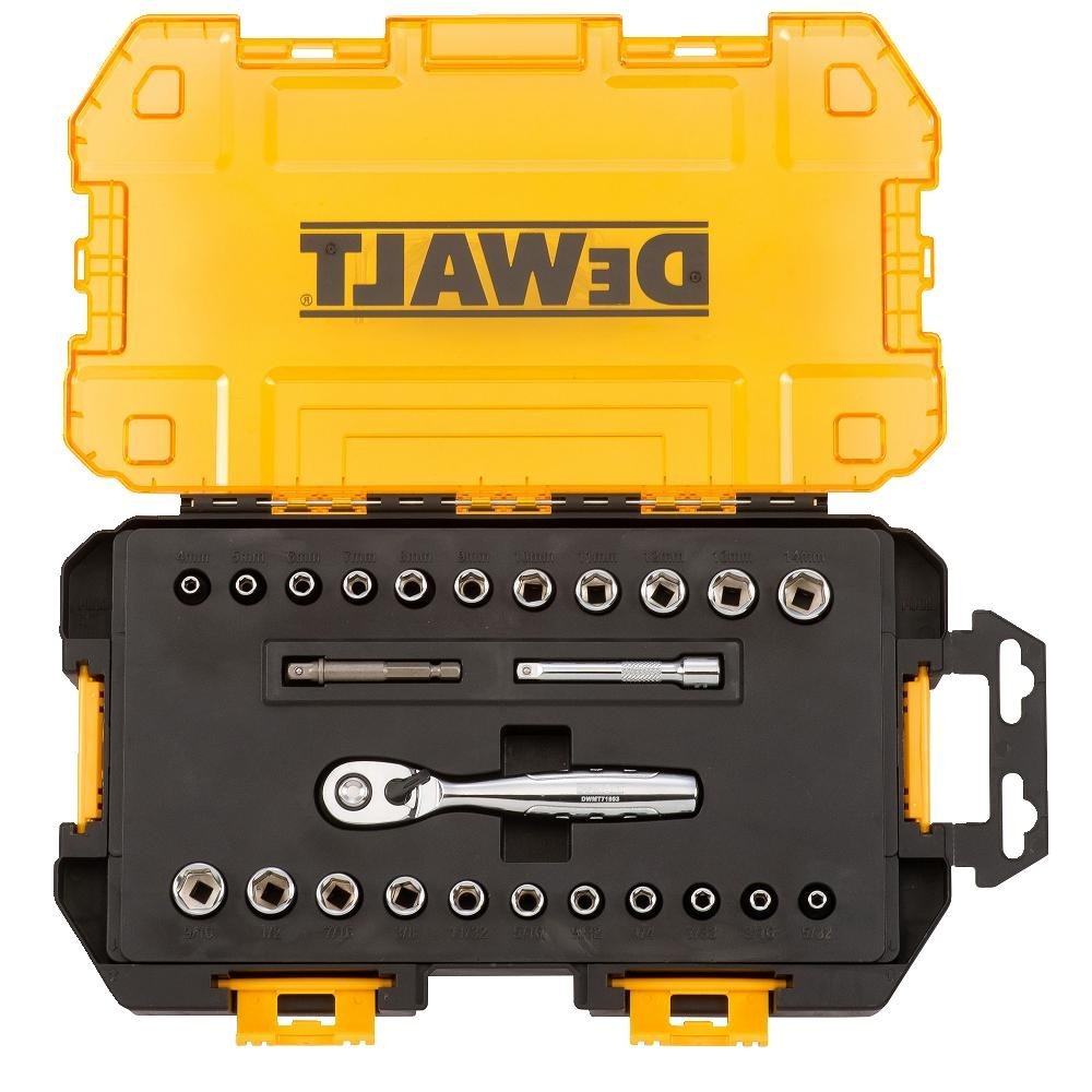 DeWalt® DWMT73805 Chrome Vanadium Steel Socket Set, 1/4" Drive, 25-Piece