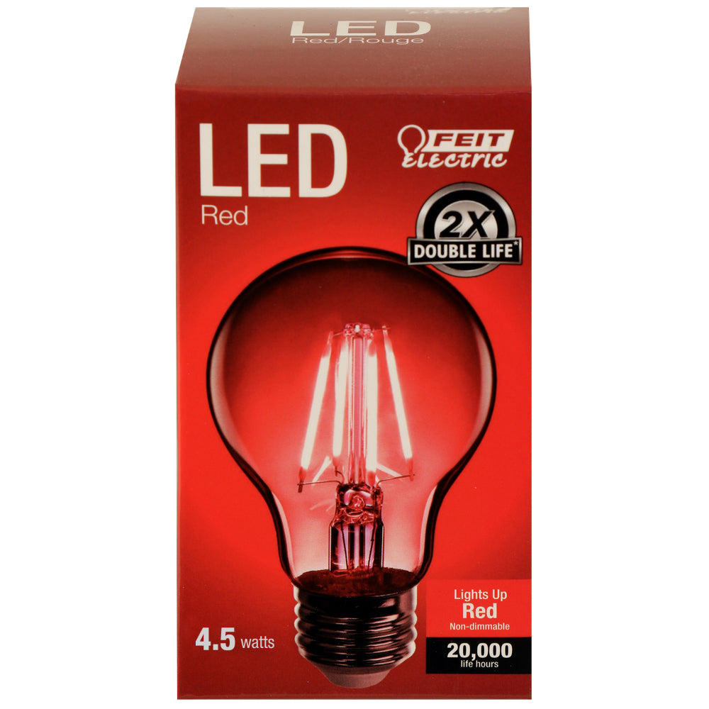 Feit Electric® A19/TR/LED Clear Glass Red LED Filament Light Bulb, A19, 4.5 Watt