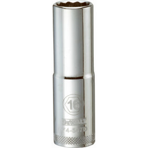 DeWalt® DWMT74547OSP 12-Point 1/2" Drive Deep Metric Socket, Chrome, 16 mm
