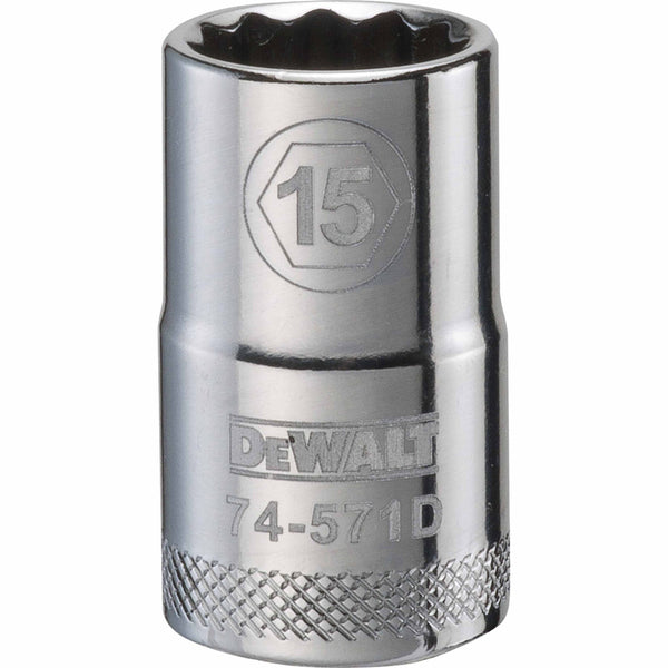 DeWalt® DWMT74571OSP Steel 12-Point 1/2" Drive Shallow Socket, 15 mm
