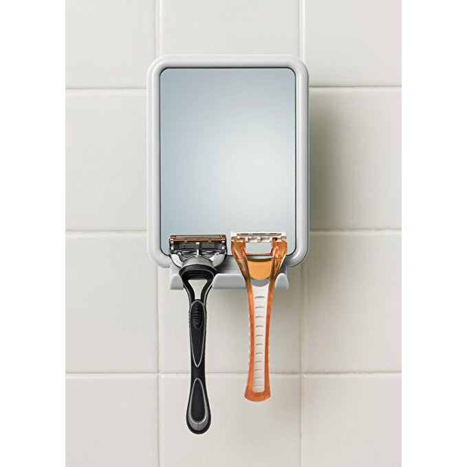Mommy's Helper™ 10161 Safe-Er-Grip™ Shower Mirror w/ 2-Hooks for Razors, White