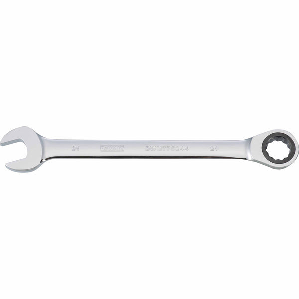 DeWalt® DWMT75244OSP Metric Ratcheting Combination Wrench, Polished Chrome, 21 mm