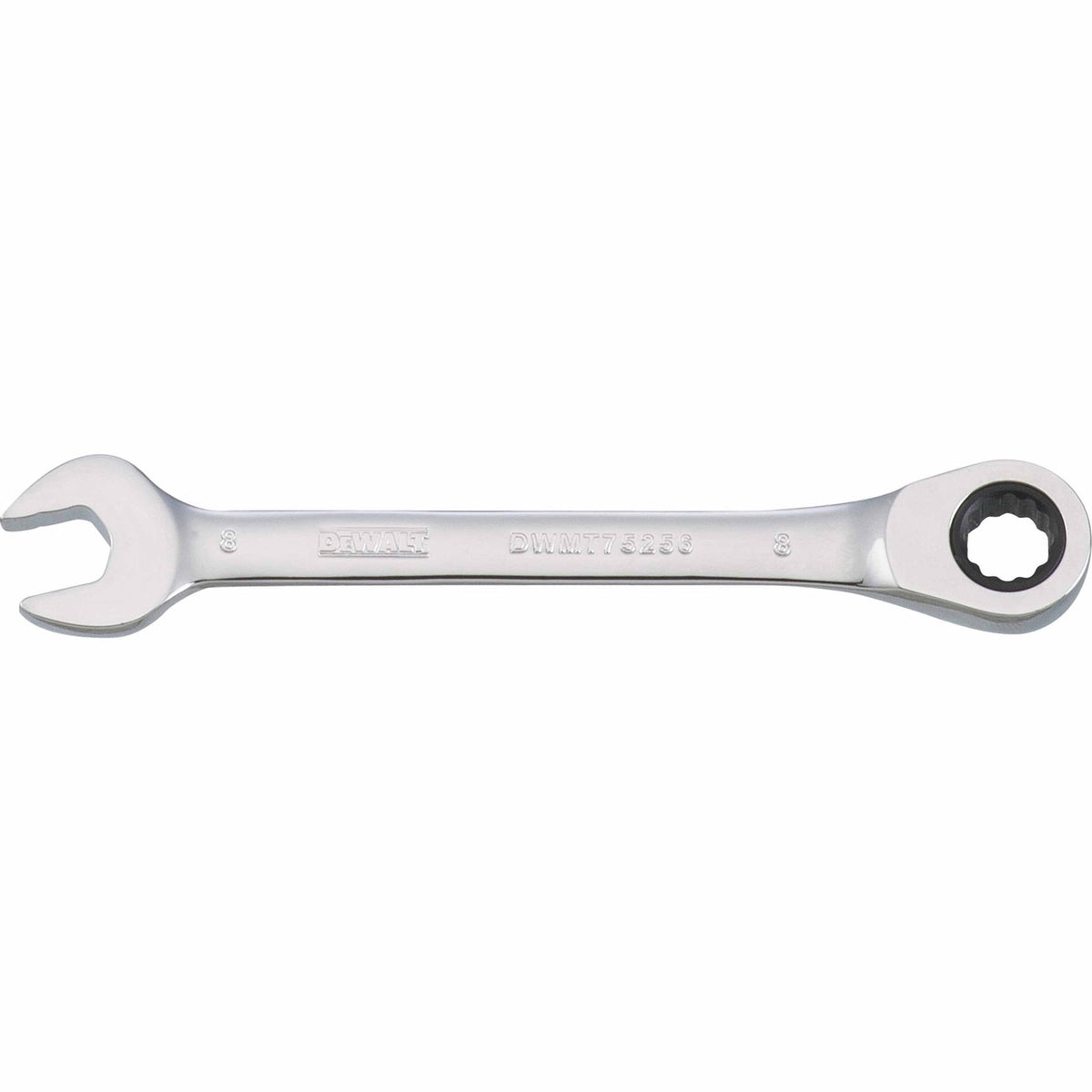DeWalt® DWMT75256OSP Metric Ratcheting Combination Wrench, Polished Chrome, 8 mm