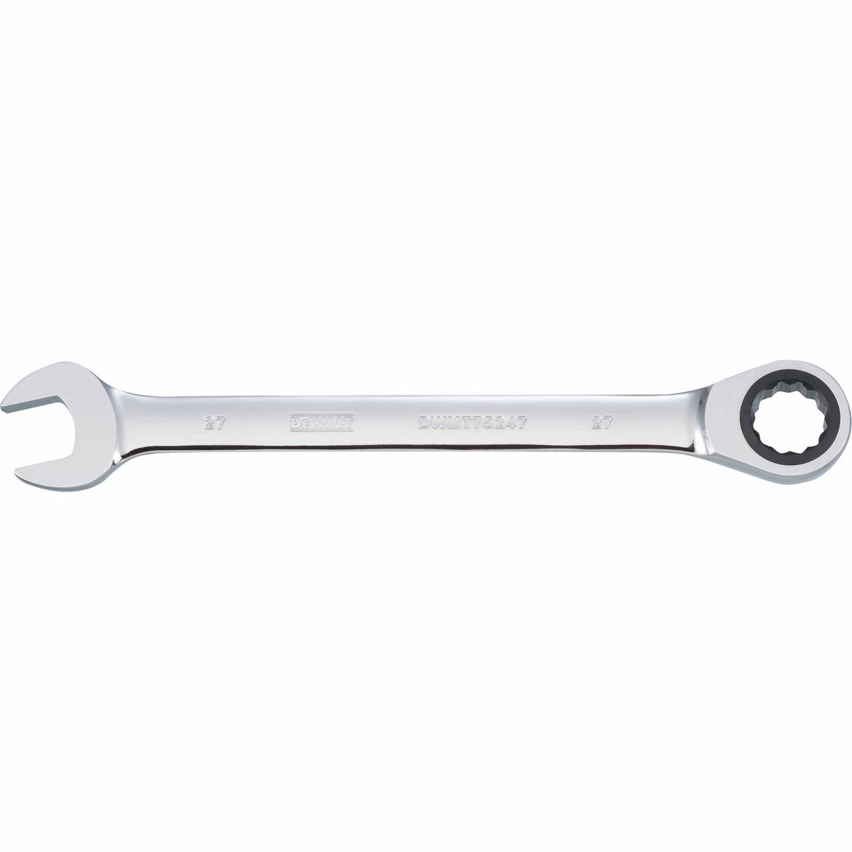 DeWalt® DWMT75247OSP Metric Ratcheting Combination Wrench, Polished Chrome, 27 mm