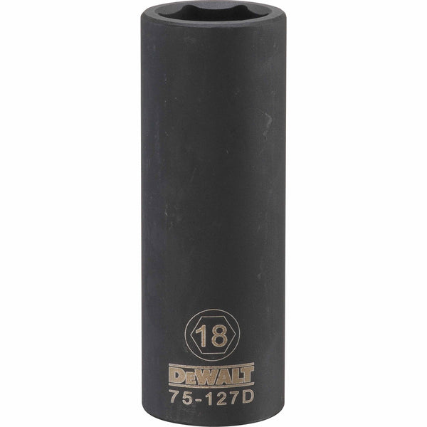 DeWalt® DWMT75127OSP 6-Point 1/2" Drive Metric Deep Impact Socket, Black, 18 mm