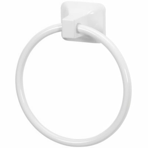 HomePointe 228794 Brass Base Basic Towel Ring w/ Aluminum Tube, White