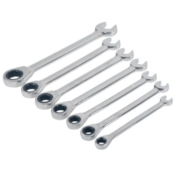 Master Mechanic® 34047 SAE Combination Wrench Set, Full Polish, 7-Piece