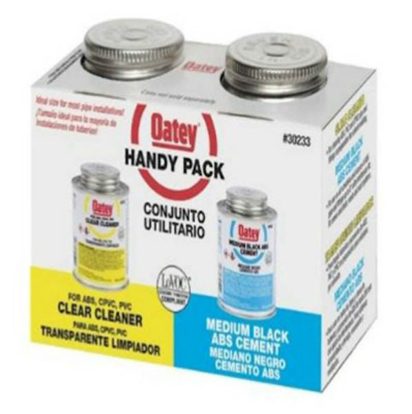Oatey® 30252 Medium Black ABS Cement & All-In-1 Clear Cleaner Handy Pack, 4 Oz