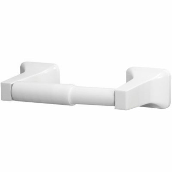 HomePointe 228792 Brass Base Basic Toilet Paper Holder, White